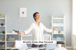 Individual practicing conscious breathing exercises.