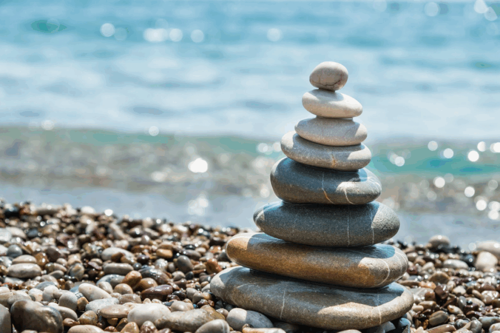 stack of stones at beach side